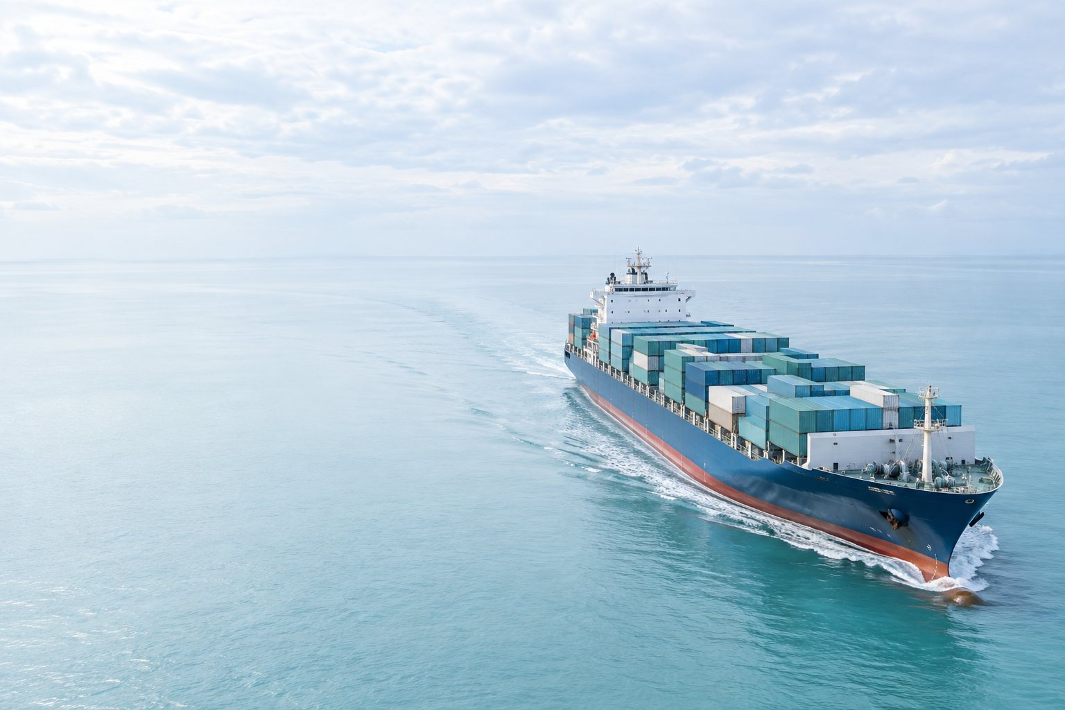 Illustrative container vessel underway at sea